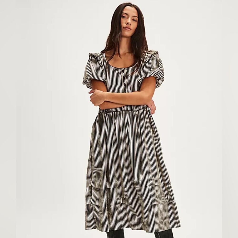 Free People Collier Cord Stripe Midi Dress Women's Large - Picture 8 of 8